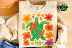 Sea Turtle PNG, Boho Floral Turtle PNG, Summer PNG, Beach Product Image 4