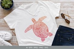 Sea Turtle Mandala in Orange Gradient, Beach Shirt Design Product Image 1