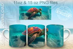 Sea turtle mug Png, ocean mug wrap design Product Image 1
