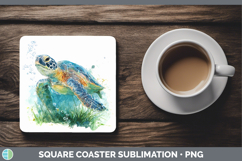 GorgeousSea Turtle Sketch Square Coaster design.