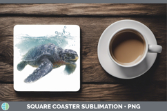 GorgeousSea Turtle Sketch Square Coaster design.