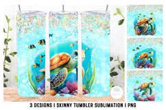 Ocean Turtle Tumbler Sublimation Design Product Image 1