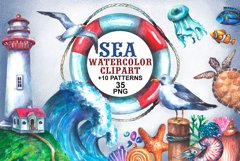 Sea Watercolor Clipart Product Image 1