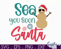 Beach Christmas Svg Round Sign, Sea You Soon Santa Product Image 2