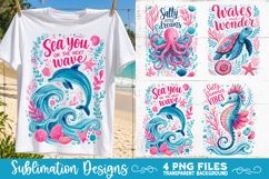 Boho sea creatures sublimation PNG, Ocean creatures 4 PNG Product Image 3