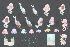 Mermaid Cute Underwater Clipart Product Image 3