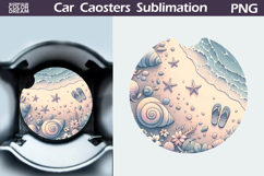 Sea Wave Car Coaster | Summer Round Coaster Product Image 5