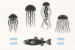 Fish and Jellyfish SVG collection Product Image 1