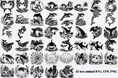 Sea animal SVG design | Dolphin silhouette SVG | Whale SVG Product Image 1