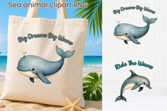 Whale and Dolphin Clipart PNG | Cute Ocean Animal Product Image 1