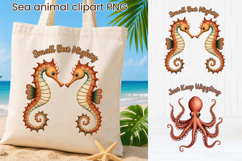 Seahorse and Octopus Clipart PNG Design Product Image 1