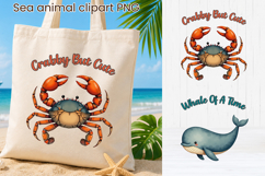 Crab and Whale Clipart PNG | Cute Ocean Animal sublimation Product Image 1