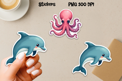 Sea animal stickers printable | Cute ocean creature sticker Product Image 1