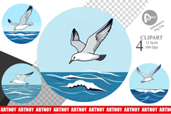 Flying Seagull Clipart Product Image 1