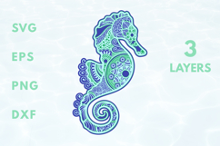 Layered Mandala Seahorse - 3 SVG layers Product Image 1