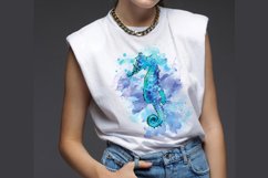 Seahorse Watercolor Sublimation Clipart PNG JPG Product Image 3