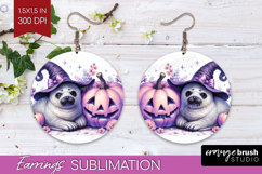 Seal Halloween Round Earrings Coquette PNG Sublimation Product Image 1