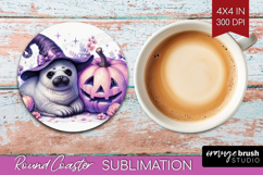 Seal Halloween Round Coaster Coquette Coaster PNG Product Image 1