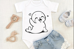 Seal svg png, Cute baby seal character, sea life svg, Cute S Product Image 1