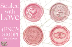 Valentine Wax Seal PNG, Cupid Hearts Clipart Product Image 1