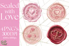 Valentine Wax Seal PNG, Cupid Hearts Clipart Product Image 1