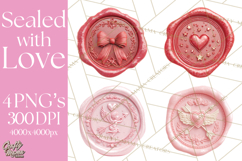 Valentine Wax Seal PNG, Cupid Hearts Clipart Product Image 1