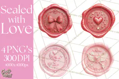 Valentine Wax Seal PNG, Cupid Hearts Clipart Product Image 1