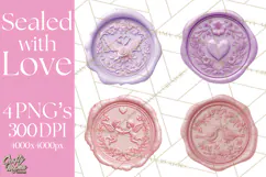 Valentine Wax Seal PNG, Cupid Hearts Clipart Product Image 1