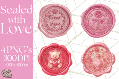 Valentine Wax Seal PNG, Cupid Hearts Clipart Product Image 1