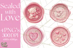 Valentine Wax Seal PNG, Cupid Hearts Clipart Product Image 1