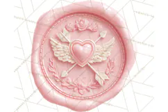 Valentine Wax Seal PNG, Cupid Hearts Clipart Product Image 5