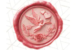 Valentine Wax Seal PNG, Cupid Hearts Clipart Product Image 2