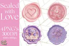 Valentine Wax Seal PNG, Cupid Hearts Clipart Product Image 1