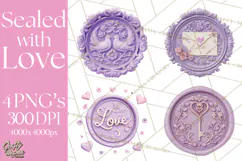 Valentine Wax Seal PNG, Cupid Hearts Clipart Product Image 1