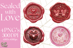 Valentine Wax Seal PNG, Cupid Hearts Clipart Product Image 1