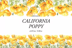 Watercolor Poppy Floral Clipart - Yellow poppies clipart png Product Image 1