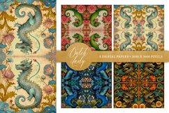 Seamless Dragon &amp; Flower Wallpapers - Seamless Patterns Product Image 4