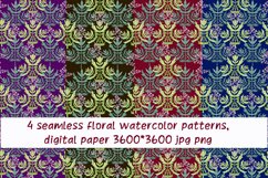 Seamless floral watercolor patterns digital paper