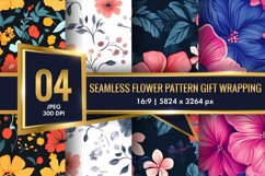 Seamless Flower Pattern Gift Wrapping Digital Paper | Floral Product Image 1