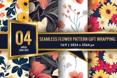 Seamless Flower Pattern Gift Wrapping Digital Paper | Floral Product Image 1