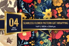 Seamless Flower Pattern Gift Wrapping Digital Paper | Floral Product Image 1