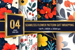 Seamless Flower Pattern Gift Wrapping Digital Paper | Floral Product Image 1
