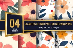 Seamless Flower Pattern Gift Wrapping Digital Paper | Floral Product Image 1