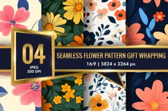 Seamless Flower Pattern Gift Wrapping Digital Paper | Floral Product Image 1