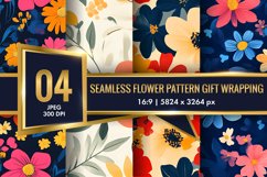 Seamless Flower Pattern Gift Wrapping Digital Paper | Floral Product Image 1