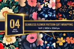 Seamless Flower Pattern Gift Wrapping Digital Paper | Floral Product Image 1