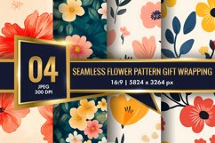 Seamless Flower Pattern Gift Wrapping Digital Paper | Floral Product Image 1