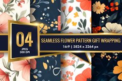Seamless Flower Pattern Gift Wrapping Digital Paper | Floral Product Image 1
