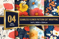 Seamless Flower Pattern Gift Wrapping Digital Paper | Floral Product Image 1