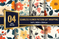 Seamless Flower Pattern Gift Wrapping Digital Paper | Floral Product Image 1